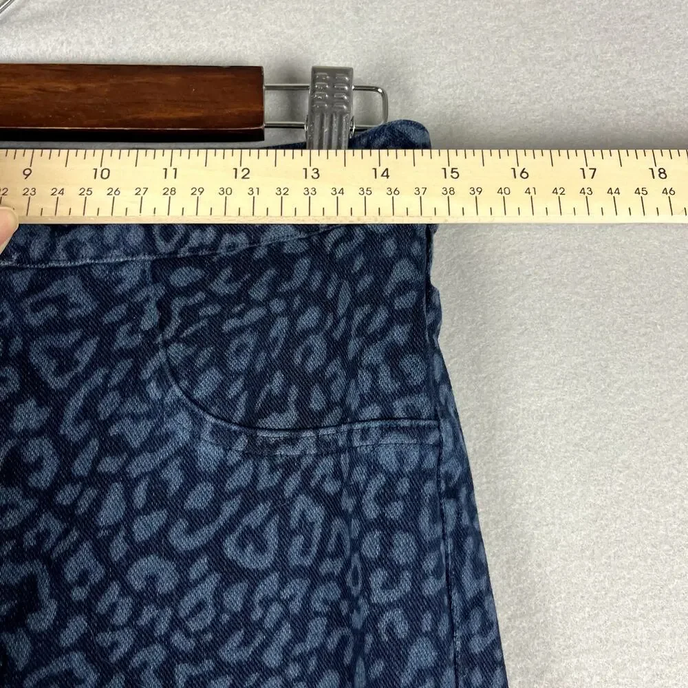 Spanx Leopard Jean-ish Leggings‎ Denim Pant Womens Large Blue Stretchy Pull On